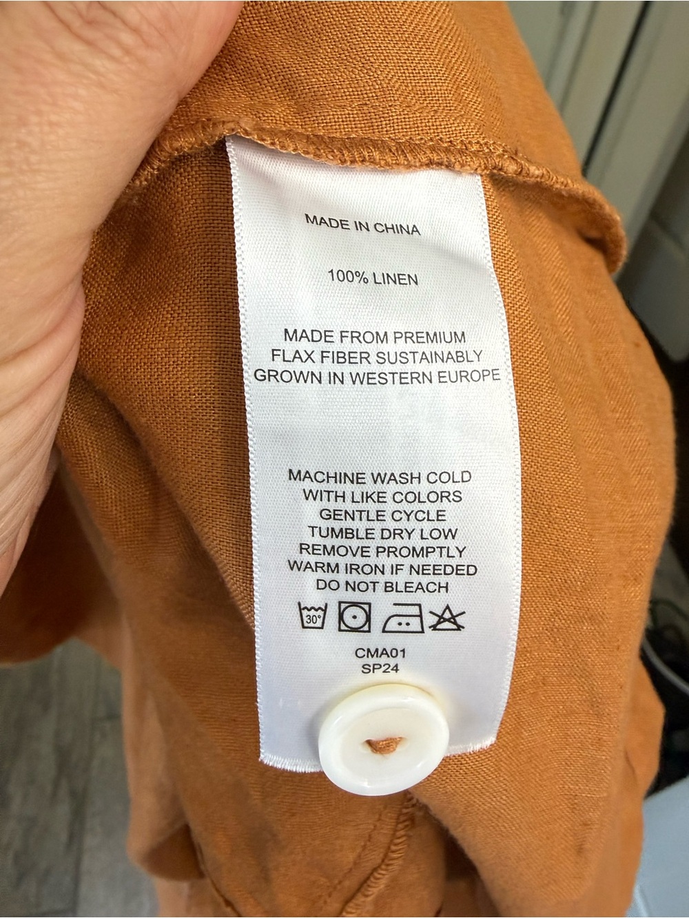 Quince linen button front dress Terracotta SzM - Picture 14 of 14